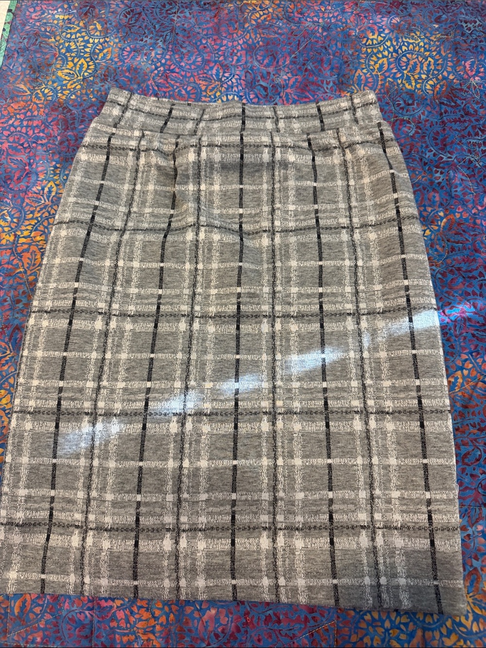 Renee C. Gray Plaid Pencil Skirt